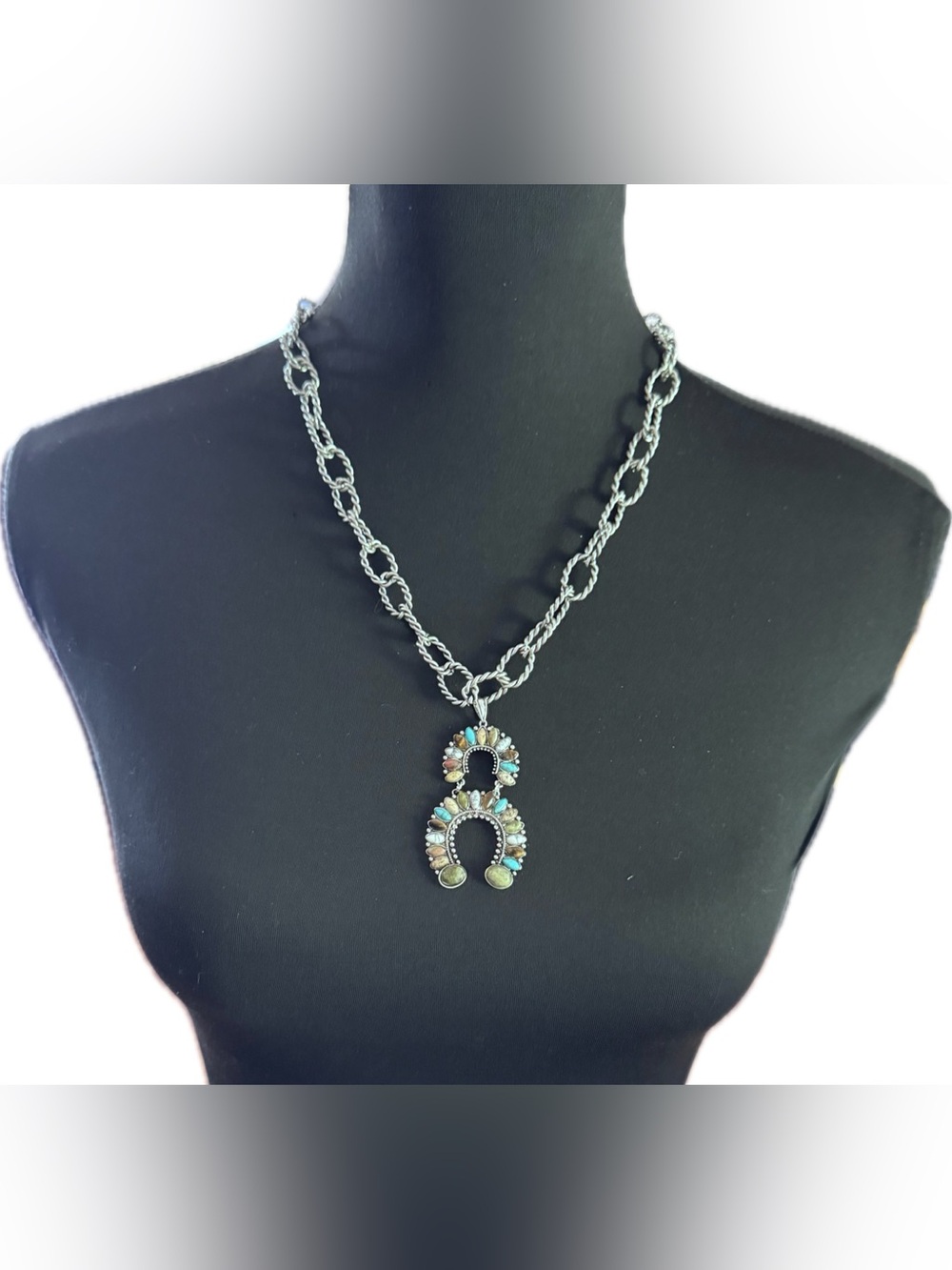 13” Adjustable Shyanne Silver and Multicolor Stone Necklace Set